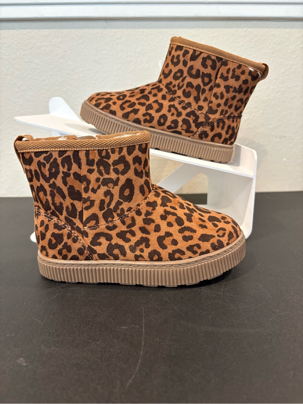 Cat and Jack Girls Arlo Zipper Shearling Boots Leopard Brown Infant Toddler Sz 7